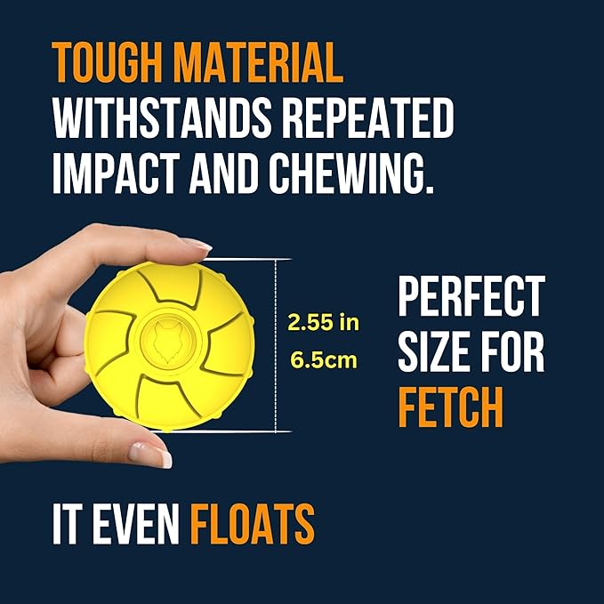 Fenrir High Bouncing Durable Yellow Rubber Knattle Dog Ball Perfect for Fetch and Recall 2.5 Inch Diameter Toy