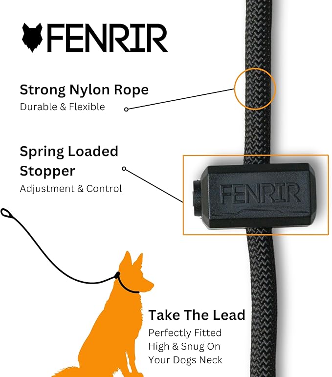 Fenrir Long Line Slip Leash 6m Professional Dog Training Lead to Train Recall, Perfect for Recall, Easy to Use, Spring Loaded Stopper, Light Weight and Durable