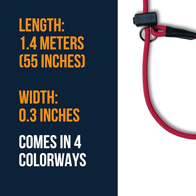 Fenrir Slip Leash 1.4m Professional Dog Training Lead to Stop Pulling, Perfect for Walks, Easy to Use, Spring Loaded Stopper, Light Weight and Durable