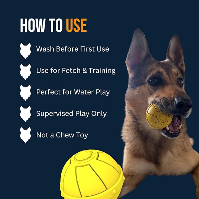 Fenrir High Bouncing Durable Yellow Rubber Knattle Dog Ball Perfect for Fetch and Recall 2.5 Inch Diameter Toy