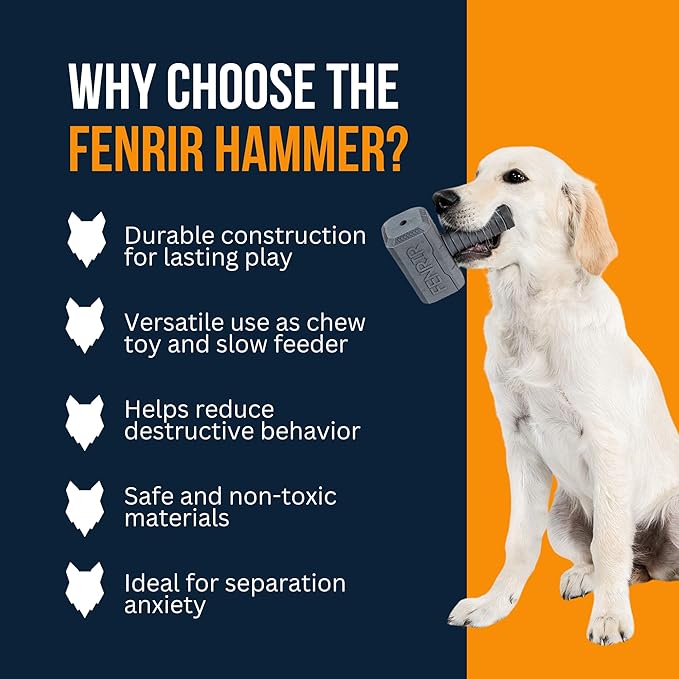 Fenrir Hammer Dog Chew Toy Strong Rubber Stuffable Enrichment Toy for Chewers