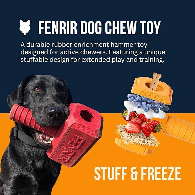Fenrir Hammer Dog Chew Toy Strong Rubber Stuffable Enrichment Toy for Chewers